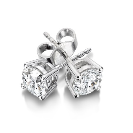 0.33 TDW - Four Prong Diamond Solitaire Earrings