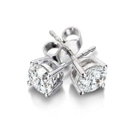 0.75 TDW - Four Prong Diamond Solitaire Earrings
