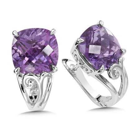 Filigree Amethyst Earrings in Sterling Silver | LVE811-AM
