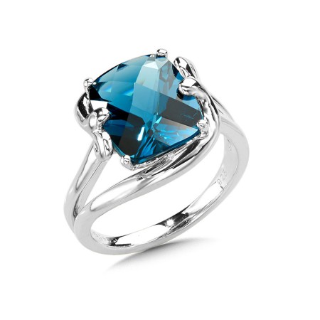 Filigree Split Shank London Blue Topaz Ring in Sterling Silver | LVR812-LBT