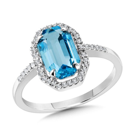 Geometric Octagon Swiss Blue Topaz Ring -  CGR778W-DBT