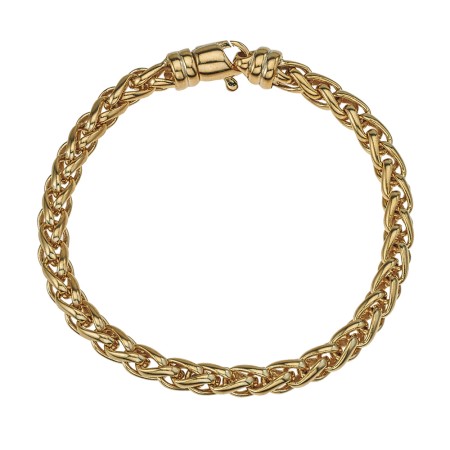 Men's Esquire Silver Wheat Chain Bracelet with 14K Yellow Plating