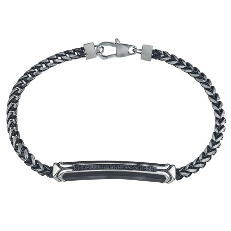 Men's Esquire Black Diamond & Steel Antique Chain Bracelet
