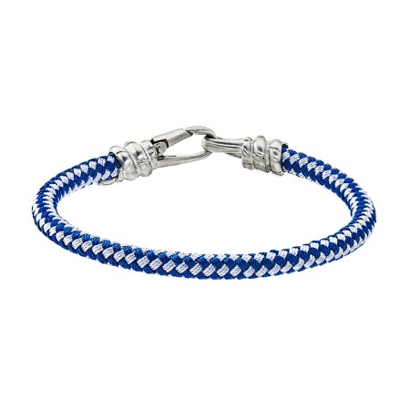 Men's Esquire Blue & White Nylon Bracelet with Steel Clasp