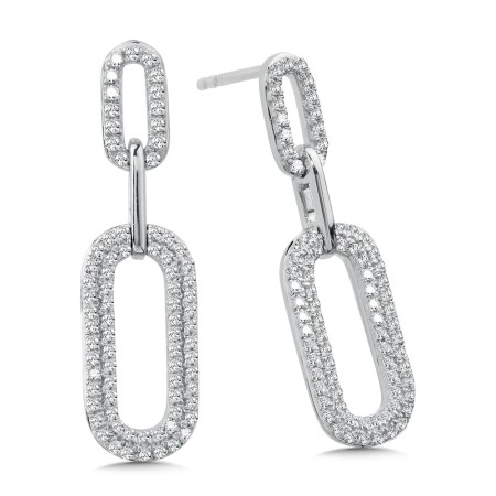 Glamourous 3-Loop Paperclip Diamond Earrings