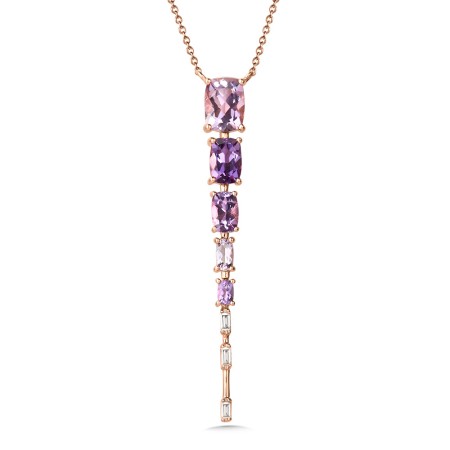 Graduating Amethyst and Diamond Dangling Necklace - CGP770P-DAME