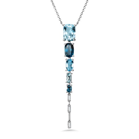 Graduating Topaz and Diamond Dangling Necklace - CGP770W-DBTL 