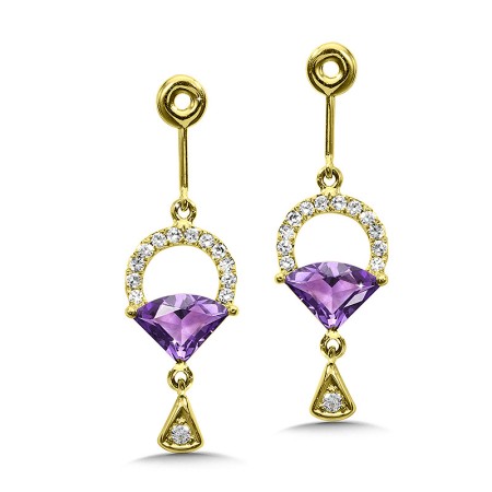 Horseshoe Diamond and Amethyst Earrings - CGE172Y-DAM