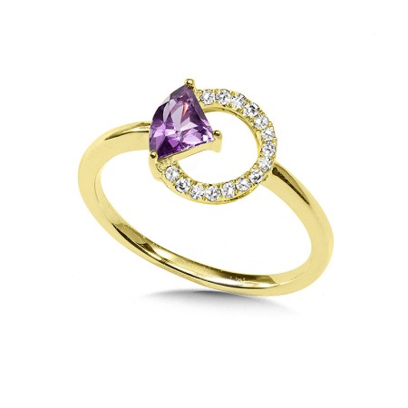 Horseshoe Diamond and Amethyst Ring - CGR172Y-DAM