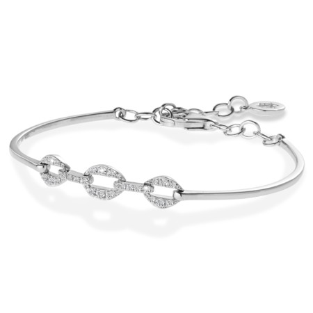 14K White Gold Diamond Bangle