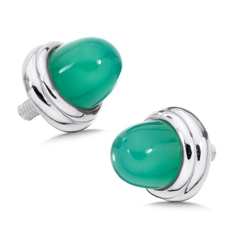 Sterling Silver Green Agate Sterling Silver Caps for Personalized Bangles