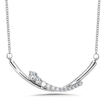 Love Moments Curved Bar Graduating Diamond Necklace | PDD3154-W