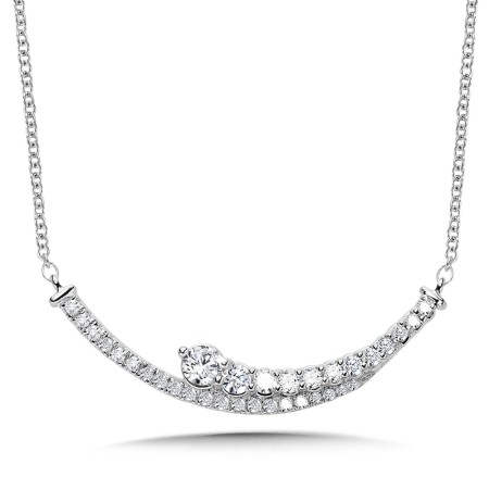 Love Moments Curved Bar Graduating Diamond Necklace | PDD3155-W