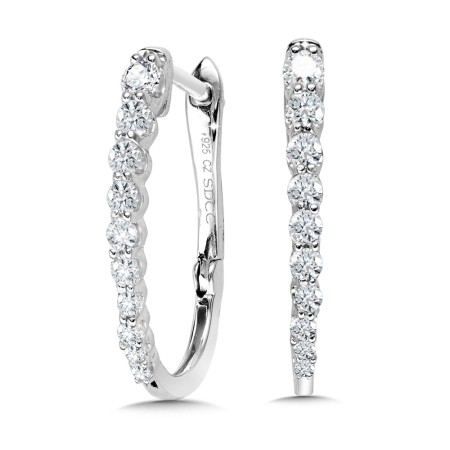 Love Moments Graduating Diamond Curved Oval Hoops | EDD3008-W