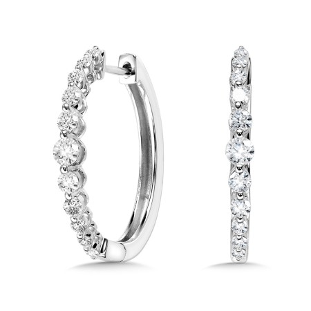 Love Moments Graduating Diamond Oval Hoops | EDD3012-W