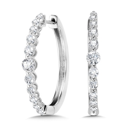 Love Moments Graduating Diamond Oval Hoops | EDD3013-W