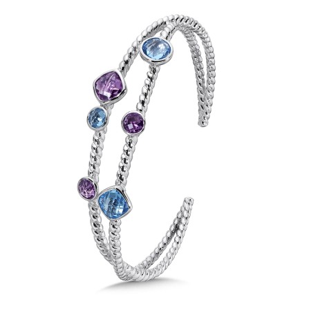Sterling Silver Amethyst & Blue Topaz Cuff