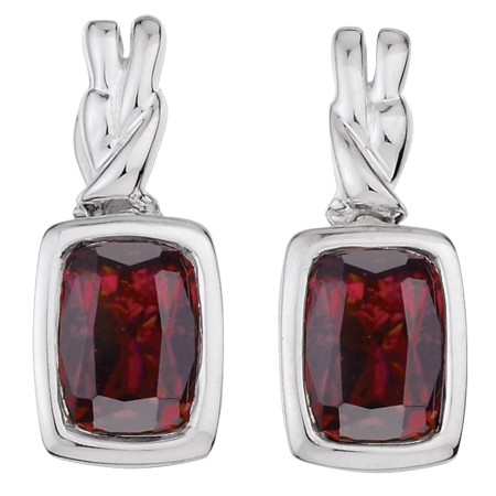 Sterling Silver Garnet Post Earrings