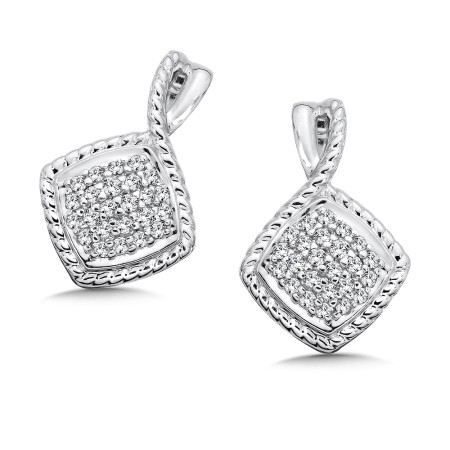 Sterling Silver White Diamond Earrings