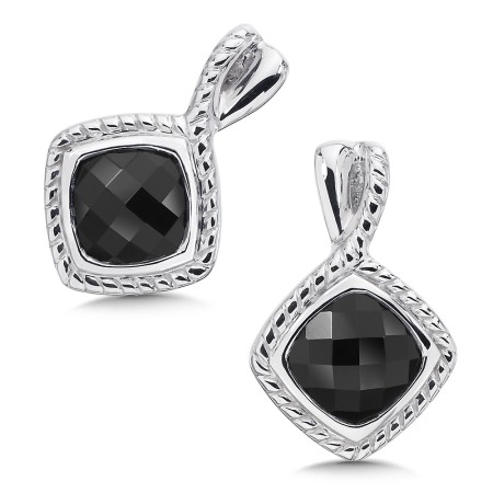 Sterling Silver and Onyx Earrings