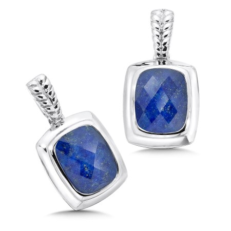 Sterling Silver Lapis and White Quartz Fusion Post Earrings
