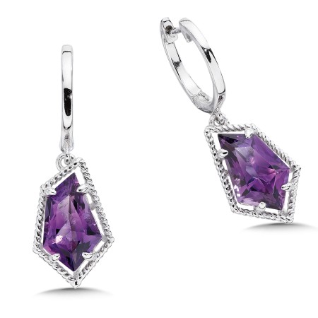 Sterling silver and purple amethyst earrings