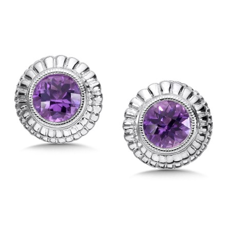 Sterling Silver Amethyst Cairo Post Earrings