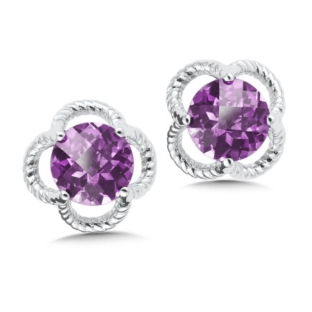 Sterling Silver Amethyst Stud Earrings 