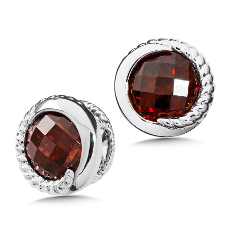 Sterling Silver Garnet Stud Earrings