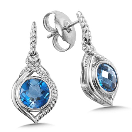 Sterling Silver London Blue Topaz Post Earrings 