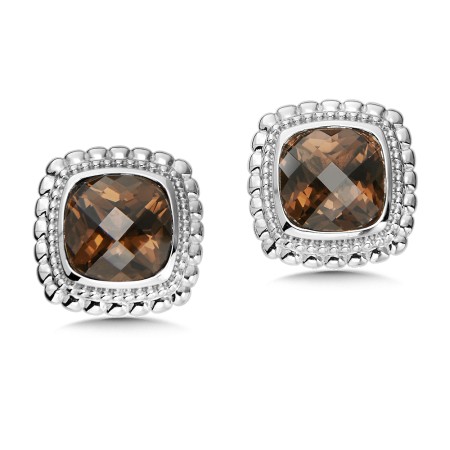 Sterling Silver Smoky Quartz Stud Earrings
