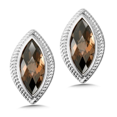 Sterling Silver Smoky Quartz Post Earrings