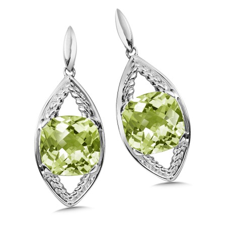 Sterling Silver Green Amethyst Post Earrings