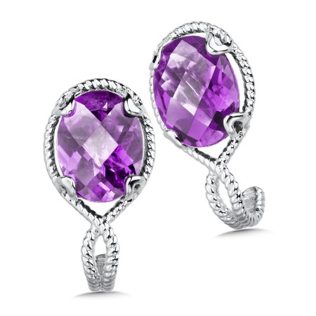 Sterling Silver Amethyst Post Earrings
