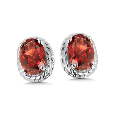 Sterling Silver Garnet Earring