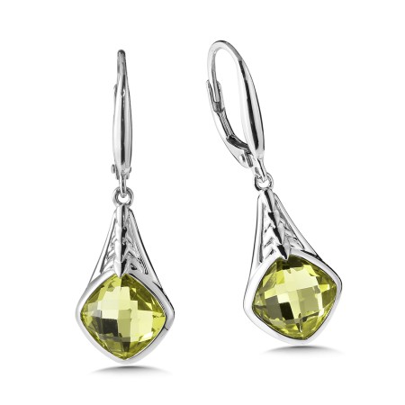 Lemon Quartz Earrings in Sterling Silver