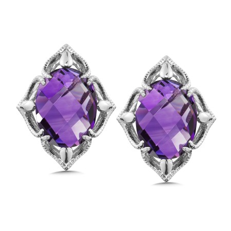 Amethyst Earrings in Sterling Silver
