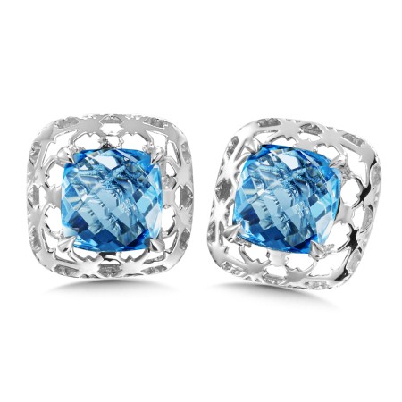Blue Topaz Earrings in Sterling Silver 