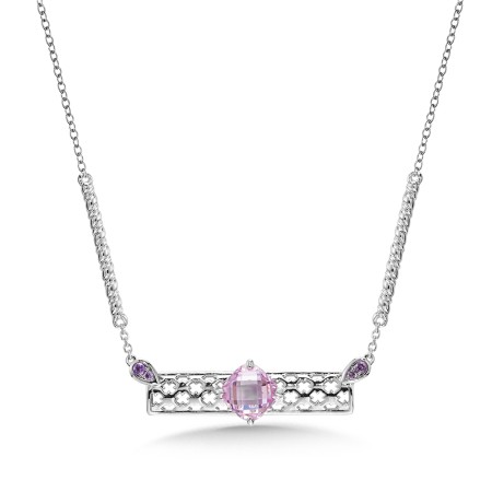 Pink Sapphire Necklace in Sterling Silver
