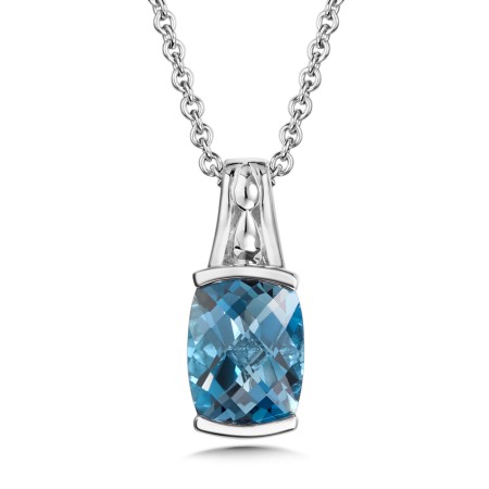 Blue Topaz Pendant in Sterling Silver