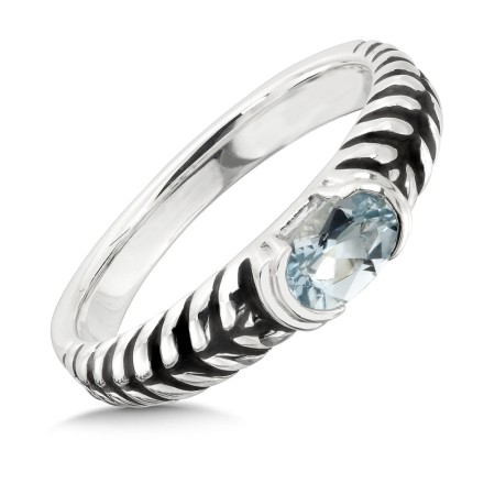 March Birthstone Aquamarine and Sterling Silver Ring.