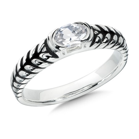 Sterling Silver and Created White Sapphire Ring