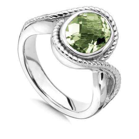 Sterling silver and green amethyst ring.