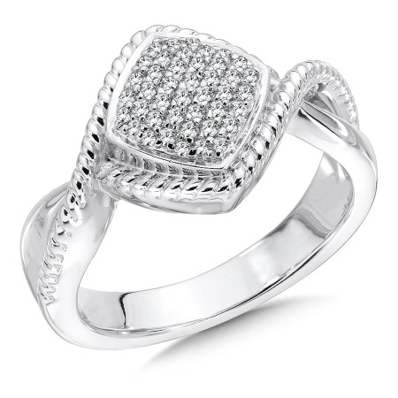 Diamond and sterling silver fashion ring.