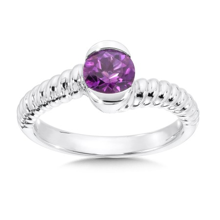 Sterling Silver Amethyst Colore Of Life Stack Ring
