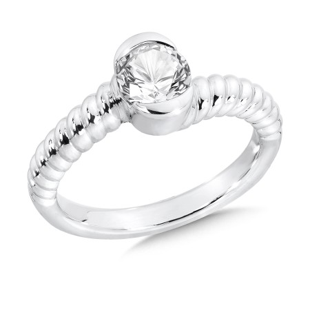 Sterling silver and round created white sapphire Colore Of Life stack ring