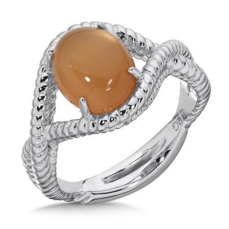 Sterling Silver Orange  Moonstone Essentials Ring