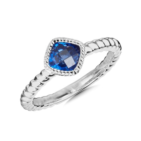 Created Blue Sapphire Ring in Sterling Silver