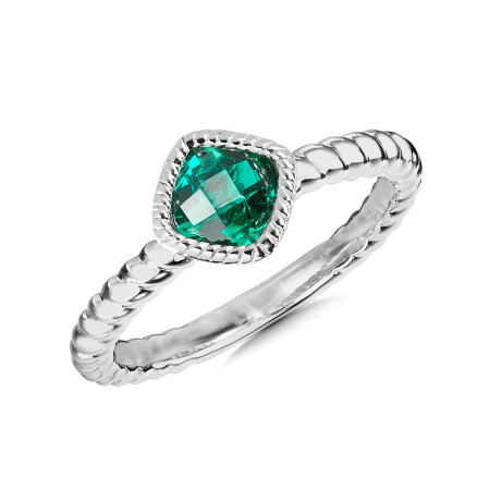 Created Emerald Ring in Sterling Silver
