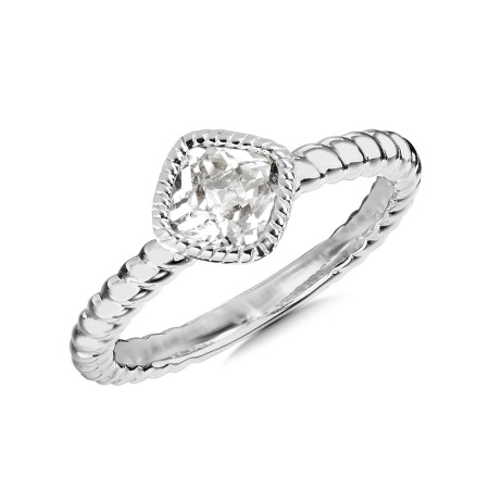 Created White Sapphire Ring in Sterling Silver